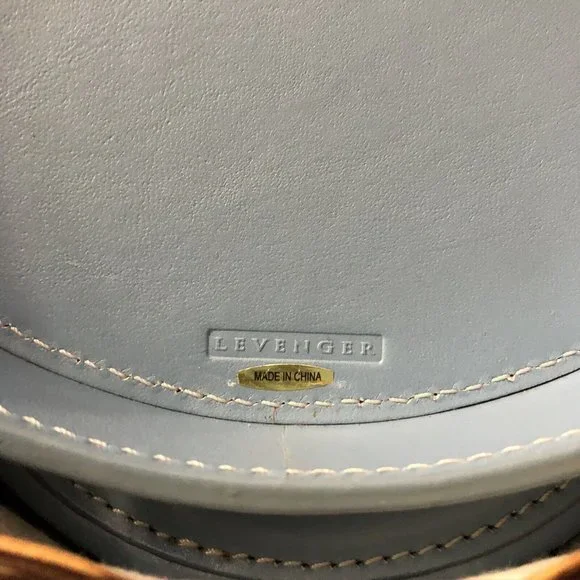 RARE Vintage 2002 Set of 3 LEVENGER Woven Nesting Baskets Stackable Leather Lids - Picture 7 of 8